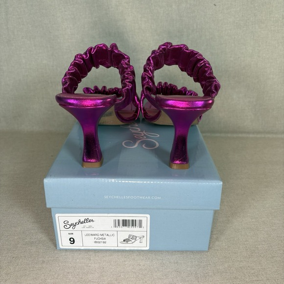 Seychelles Leeward‎ Metallic Pink 2 Strap Slip On Heels Heeled Sandals Size 9 - Picture 6 of 8